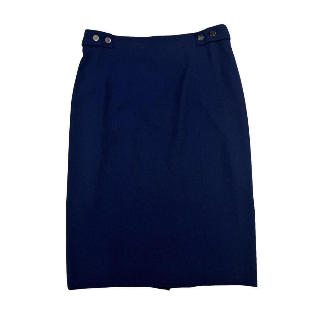 Hugo Boss Virgin Wool Pencil Button Skirt Blue Size 2 US | 25 W
